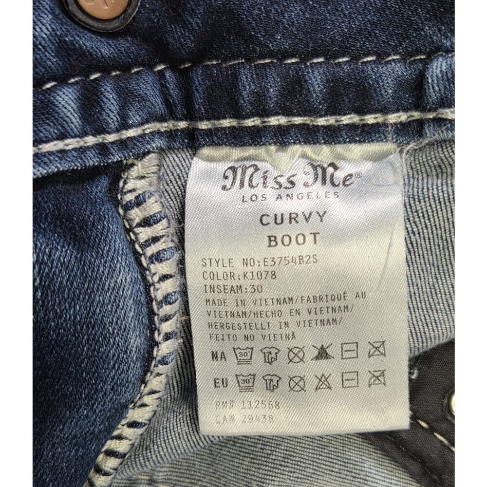 Miss Me Bootcut Jeans Size 30 Thick Stitch Fading Distressed Y2K Boho Western - Picture 12 of 12